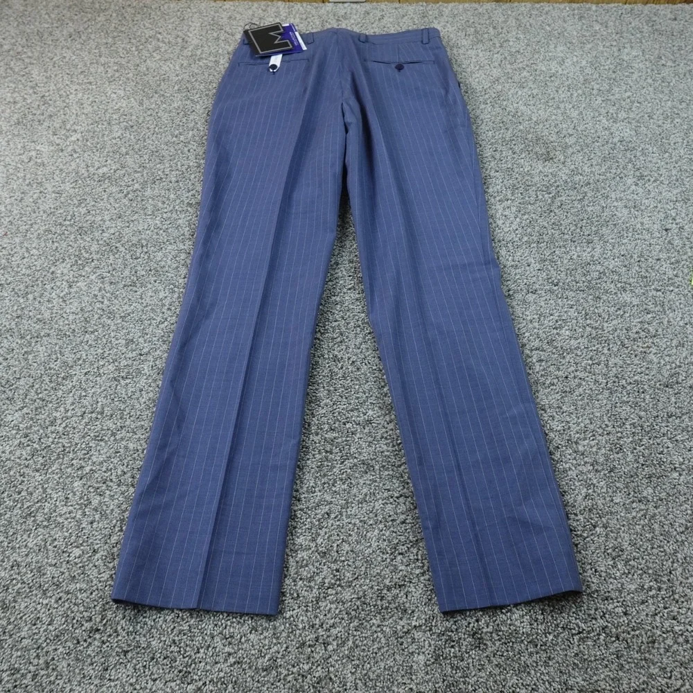 NEW Michael Strahan Pants Mens 32X32 Blue Pinstripe Wool Dress Chino Trouser
